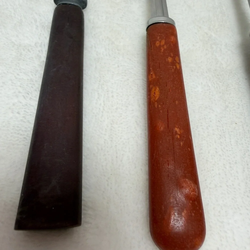 VTG Bakelite‎ Flatware Set 3pc Tapered Brown Orange Handles Forks Spoon *AS IS*